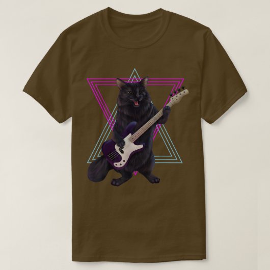 T-shirt Bass kitty chat jouant la basse guitare rock et r (Design devant)