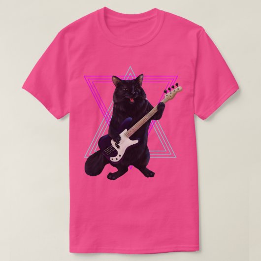 T-shirt Bass kitty chat jouant la basse guitare rock et r (Design devant)