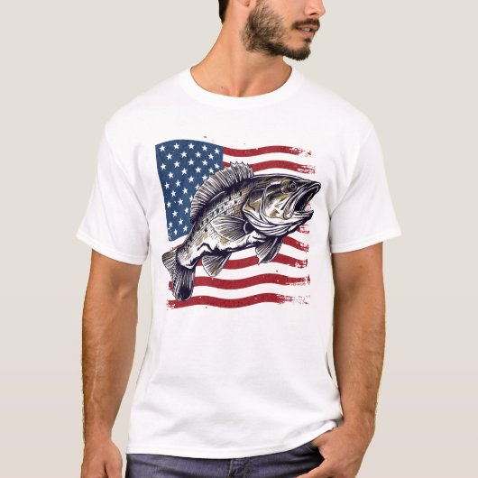 T-shirt Basse à grande bouche drapeau américain (Devant)