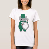 T-shirt Basse Batterie Chat Marche Bande Vert Blanc Blanc (Devant)