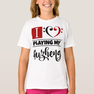 T-shirt Basse Clef Coeur J'Aime Jouer Mon Guzheng