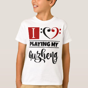T-shirt Basse Clef Coeur J'Aime Jouer Mon Guzheng