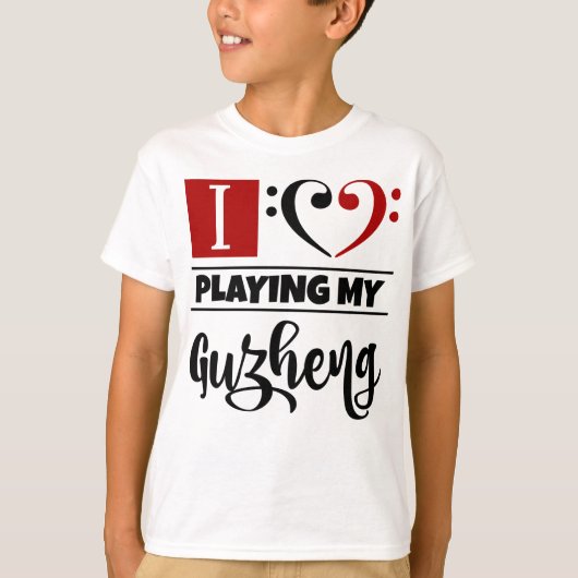 T-shirt Basse Clef Coeur J'Aime Jouer Mon Guzheng (Devant)