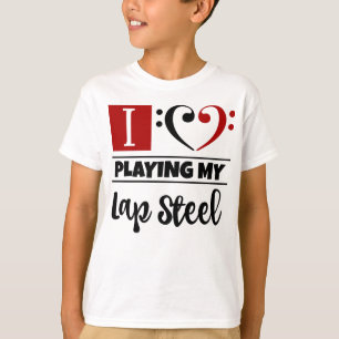 T-shirt Basse Clef Coeur J'Aime Jouer Mon Lap Steel