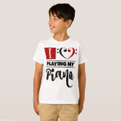 T-shirt Basse Clef Coeur J'Aime Jouer Mon Piano (Devant entier)