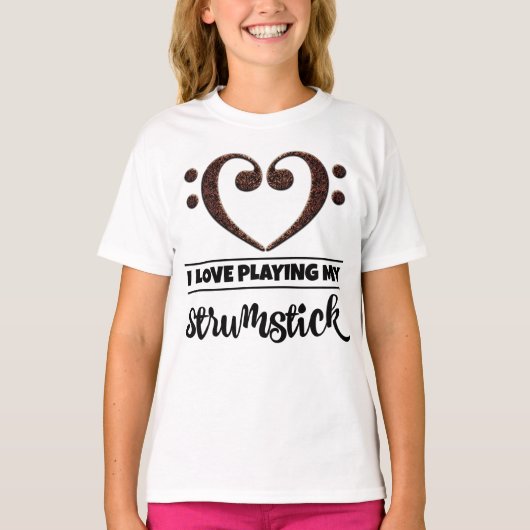 T-shirt Basse Clef Coeur J'Aime Jouer Mon Strumstick (Devant)