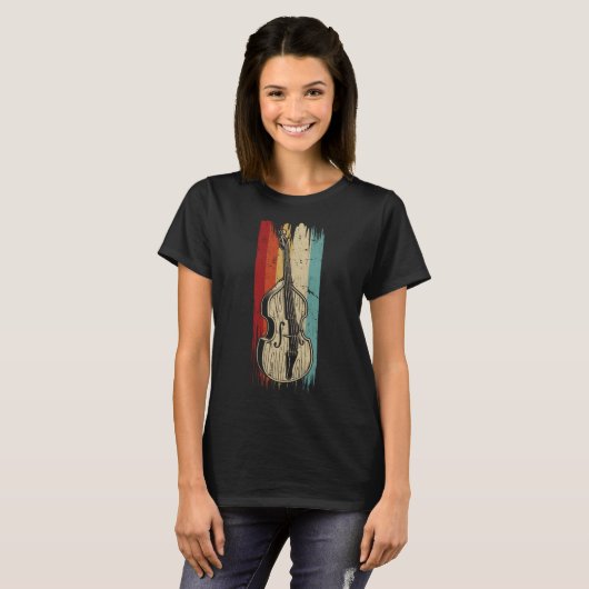 T-shirt Basse debout Graphique Rétro Double Basse Fiddle (Devant entier)