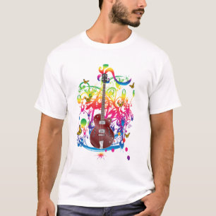 T-shirt Basse guitare couleur splash