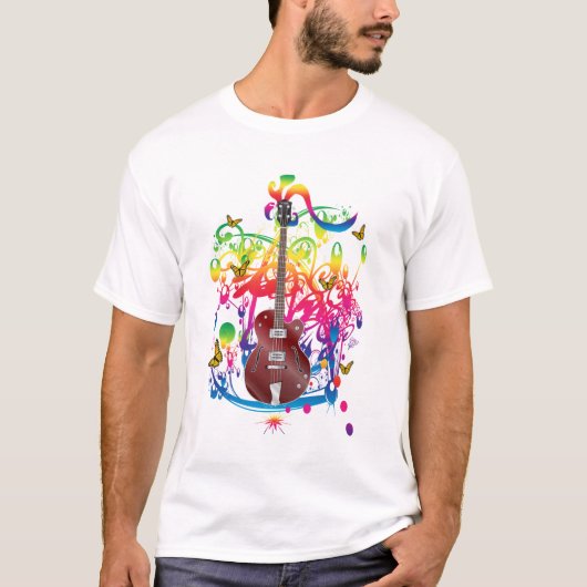 T-shirt Basse guitare couleur splash (Devant)