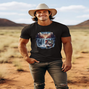 T-shirt Basse majestueuse saute au-dessus de la cascade au