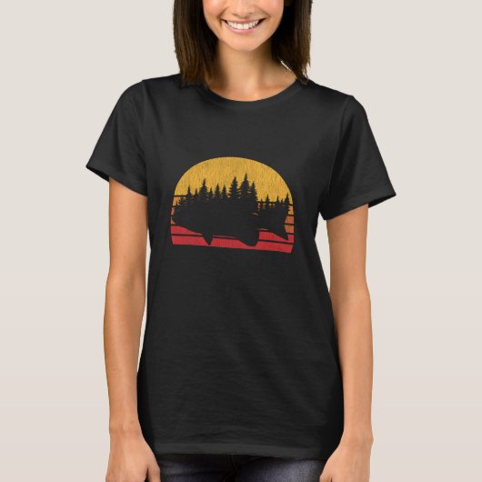 T-shirt Basse Pêche Forêt Rétro Pêcheur à grande bouche Gi (Devant)