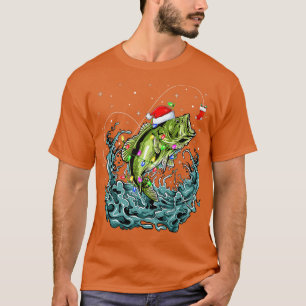 T-shirt Basse Pêche Noël Éclairage Pêcheur Poisson Noël