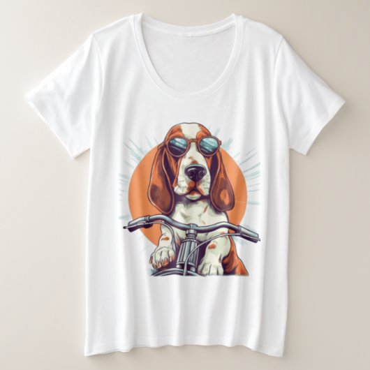 T-Shirt, basset cool caricature hound biker (Design devant)