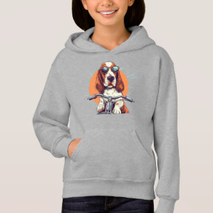 T-Shirt, basset cool caricature hound biker