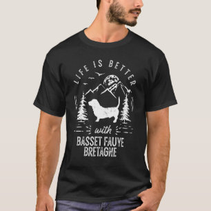T-shirt Basset Fauve de Bretagne Vie Meilleur Papa Papa Ch