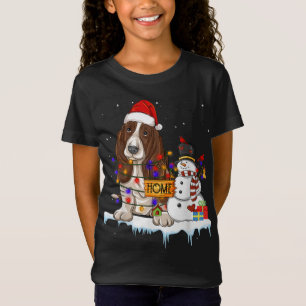 T-Shirt basset hache chien Noël Snowman lumières de Noël P