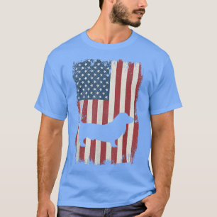 T-shirt Basset Hound American Flag USA Dog Lovers Puppy