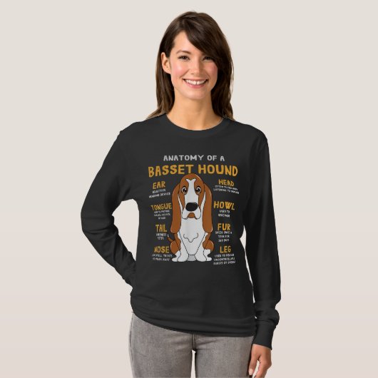 T-shirt Basset Hound Anatomie Funny Chien Maman Papa Migno (Devant entier)
