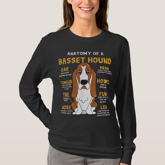 T-shirt Basset Hound Anatomie Funny Chien Maman Papa Migno (Devant)