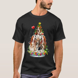 T-shirt Basset Hound Arbre de Noël Ornement Santa Hat Xma