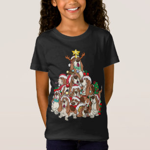 T-Shirt Basset Hound Chien de Noël Chien d'arbre Père Noël