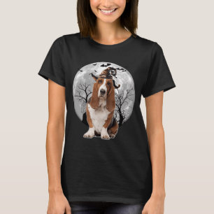 T-shirt Basset Hound Chien Éffrayant Lune Halloween Costum
