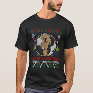 T-shirt Basset Hound Chien race style de Noël laid