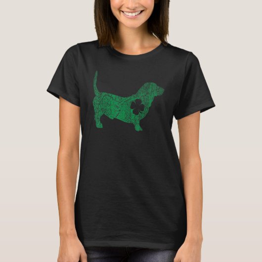 T-shirt Basset Hound Chien Shamrock St Patrick S Day Saint (Devant)