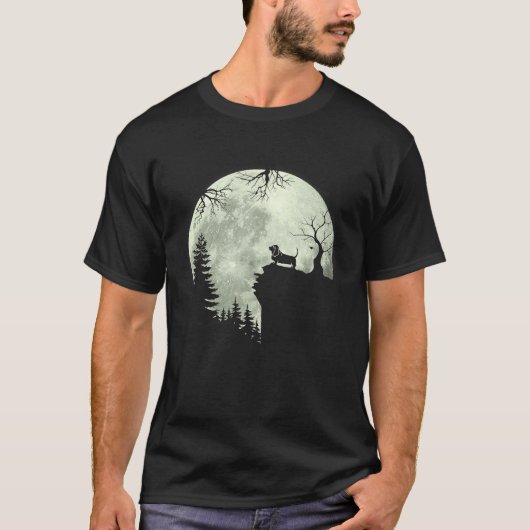 T-shirt Basset Hound Dog and Moon Howl in Forest Dog Hallo (Devant)