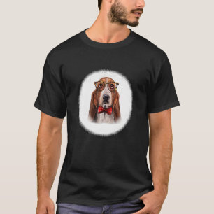T-shirt Basset Hound Dog En Eyeglass Classique Et Cravate 