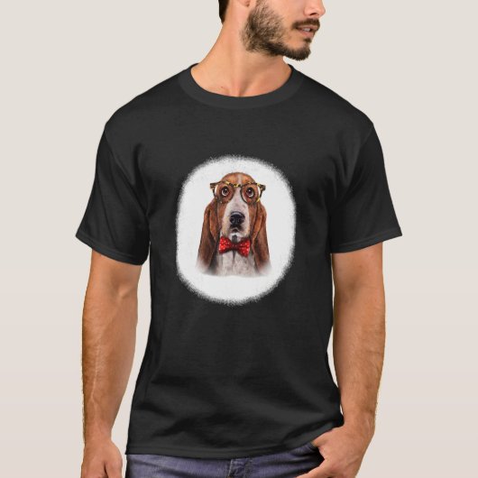 T-shirt Basset Hound Dog En Eyeglass Classique Et Cravate  (Devant)