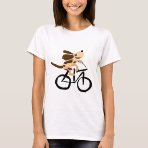 T-shirt Basset Hound drôle montant la bicyclette