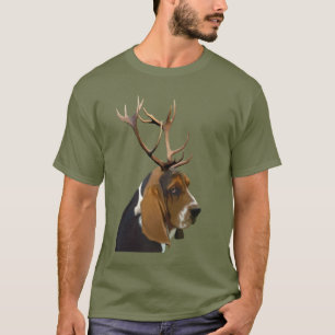 T-shirt Basset Hound et Antlers