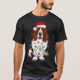 T-shirt Basset Hound Feux de Noël Xmas Amoureux des chiens