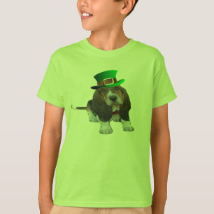 T-Shirt Basset Hound Happy St. Patrick's Clover