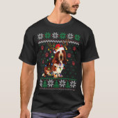 T-shirt Basset Hound illuminations de Noël Père Noël Chien (Devant)