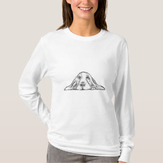 T-shirt basset hound noir blanc yeux de chiot simple