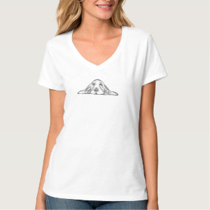 T-shirt basset hound noir blanc yeux de chiot simple