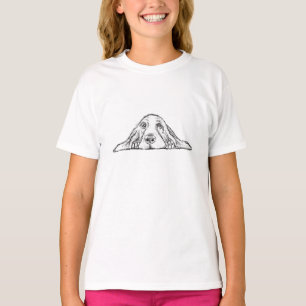 T-shirt basset hound noir blanc yeux de chiot simple