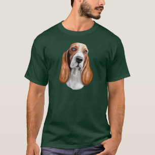 T-shirt Basset Hound rouge et blanc