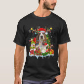 T-shirt Basset Hound Santa Hat Reindee Feux de Noël P (Devant)