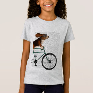 T-Shirt Basset Hound sur bicyclette