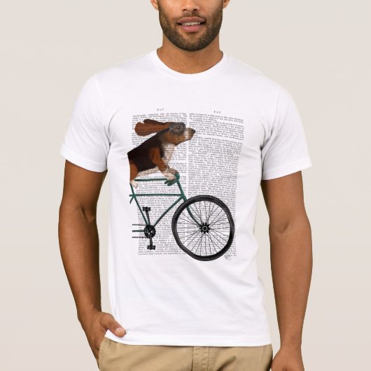 T-shirt Basset Hound sur vélo (Devant)