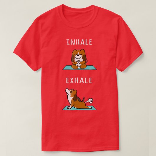 T-shirt Basset Hound Yoga Inhale Exhale Funny Chien (Design devant)
