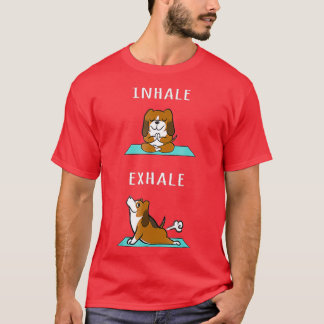 T-shirt Basset Hound Yoga Inhale Exhale Funny Chien