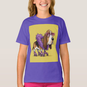 T-shirt Basset sur les patins à rouleaux, par Natasha Us