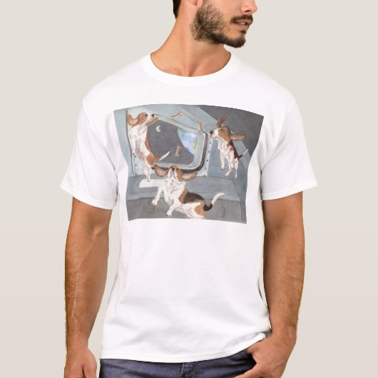 T-shirt Bassets sur la chemise de navette spatiale (Devant)