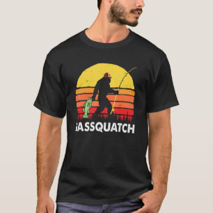 T-shirt Bassquatch Big Foot Aller Pêcher Dans Le Style Rét