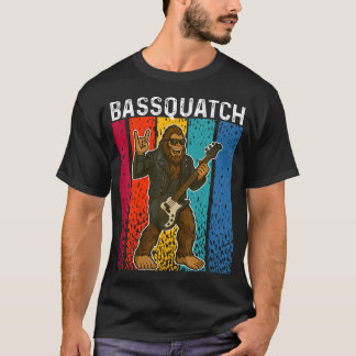 T-shirt Bassquatch Bigfoot Jouant de la Guitare Basse Drôl