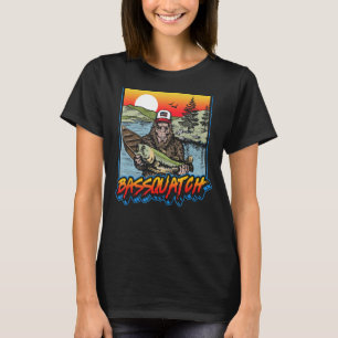 T-shirt Bassquatch ! Funny Bass Fishing Sasquatch Retro 80